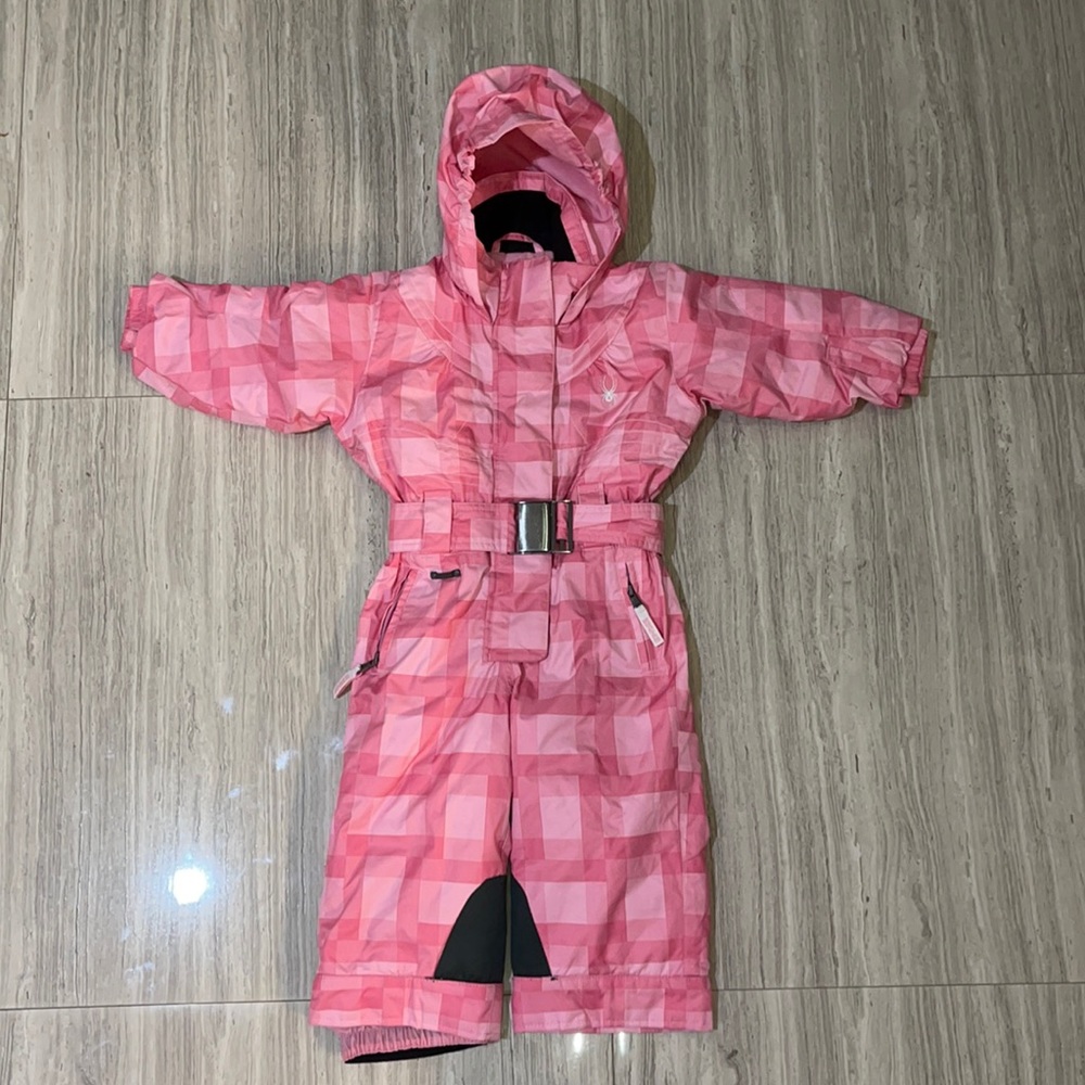 Spyder snow ski suit jumper one piece pink puffer